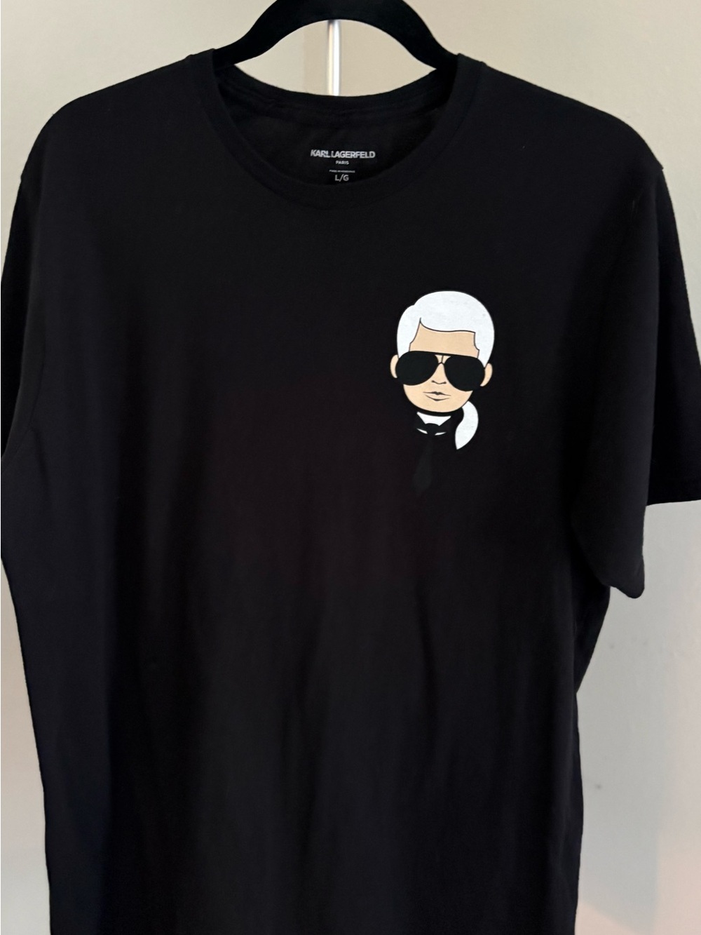 Karl Lagerfeld Black Tee with White Graphic Portrait